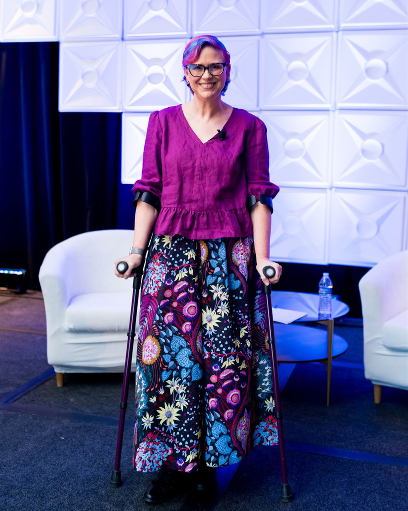 Rebecca during a presentation