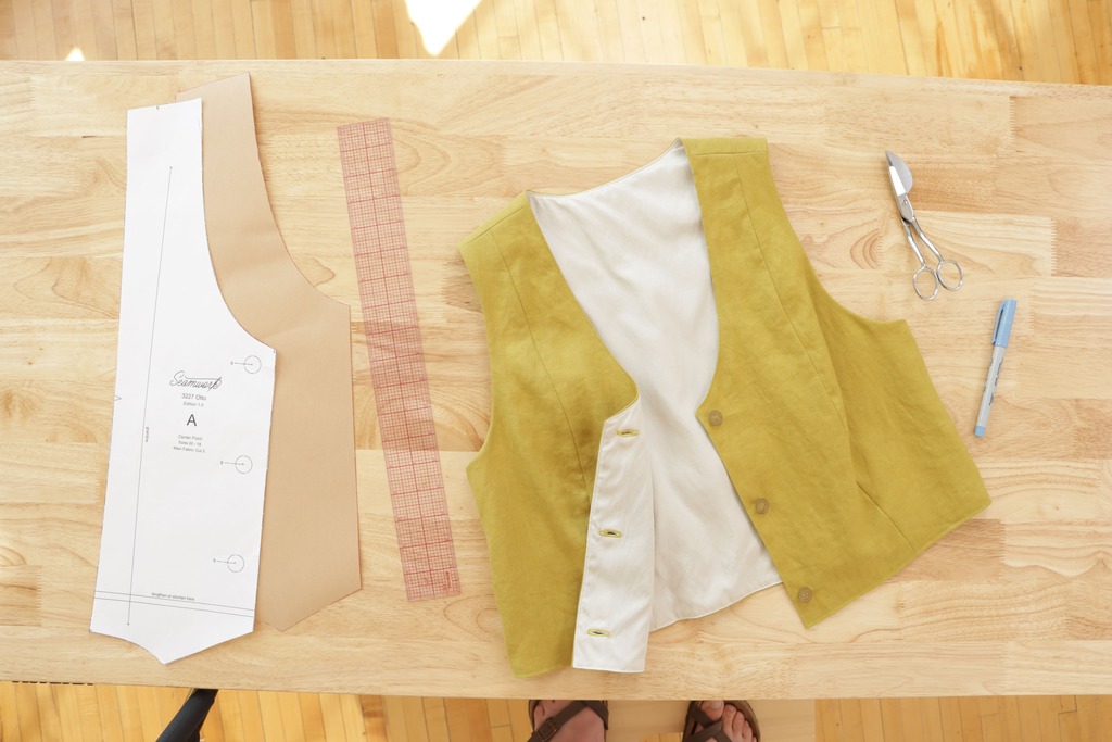 Lining laid out for the vest