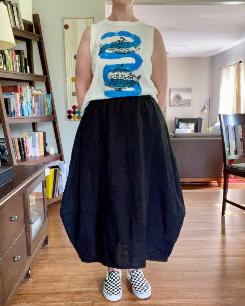 Rebecca in a black skirt