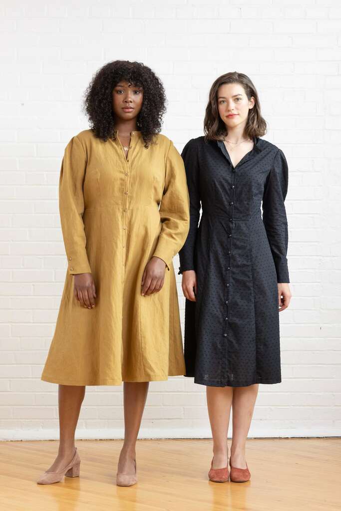 women modeling Brom shirt dresses