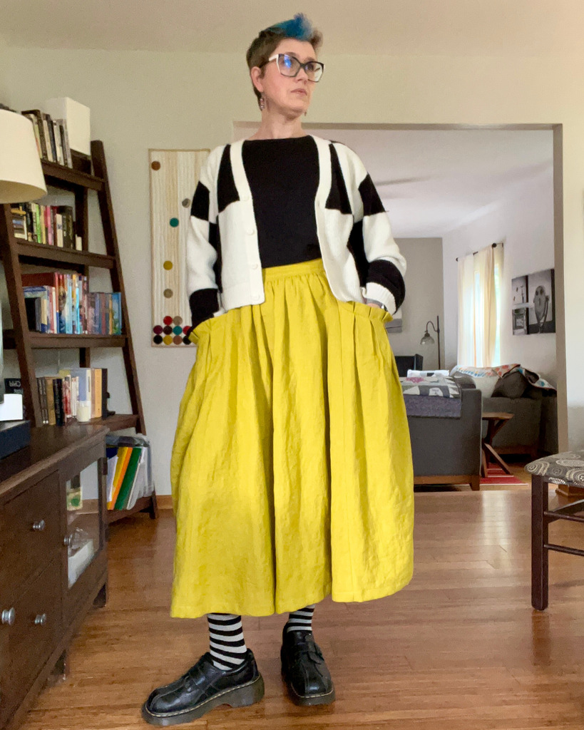 Rebecca in a yellow skirt